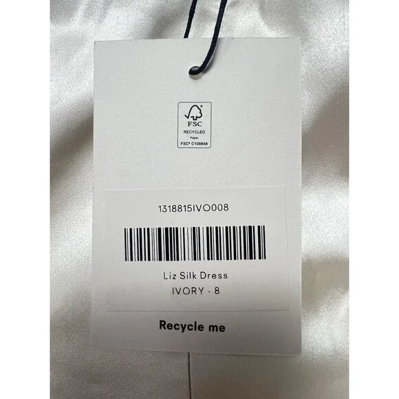 Reformation Liz Silk Dress Ivory White Wedding Bridal Gown Maxi Size 8 NEW - Picture 9 of 14